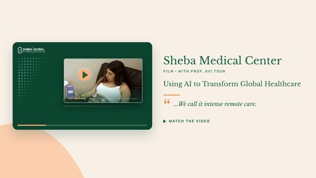 Sheba Medical Center film: a mother at home wearing the INVU band, shown in a video frame